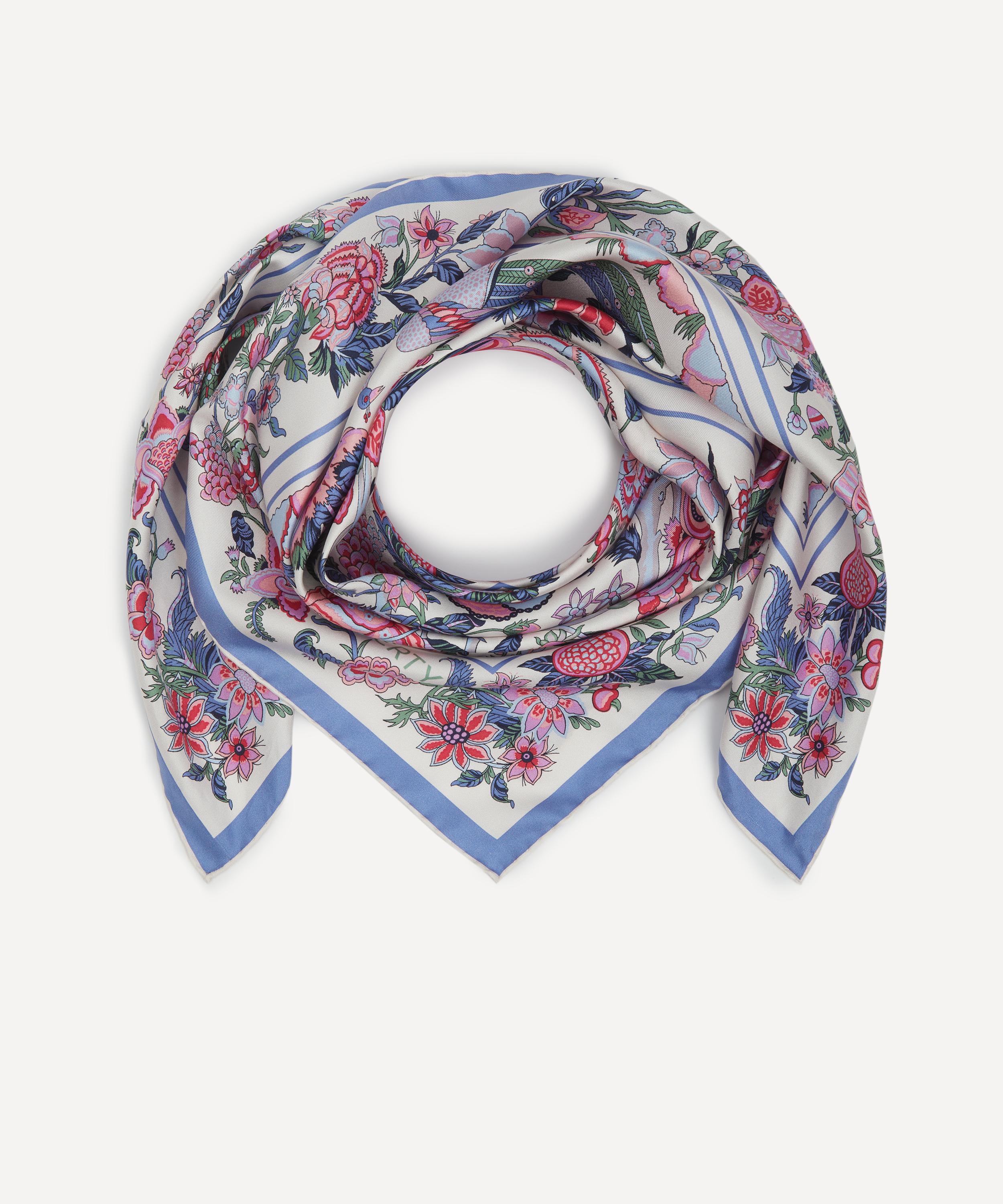 Liberty London Tree Of Life 90 X 90 Silk Scarf In Imran Cream