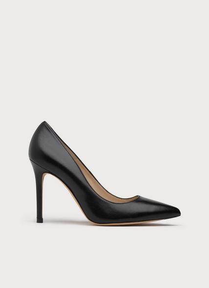 Fern Black Leather Pointed Toe Court