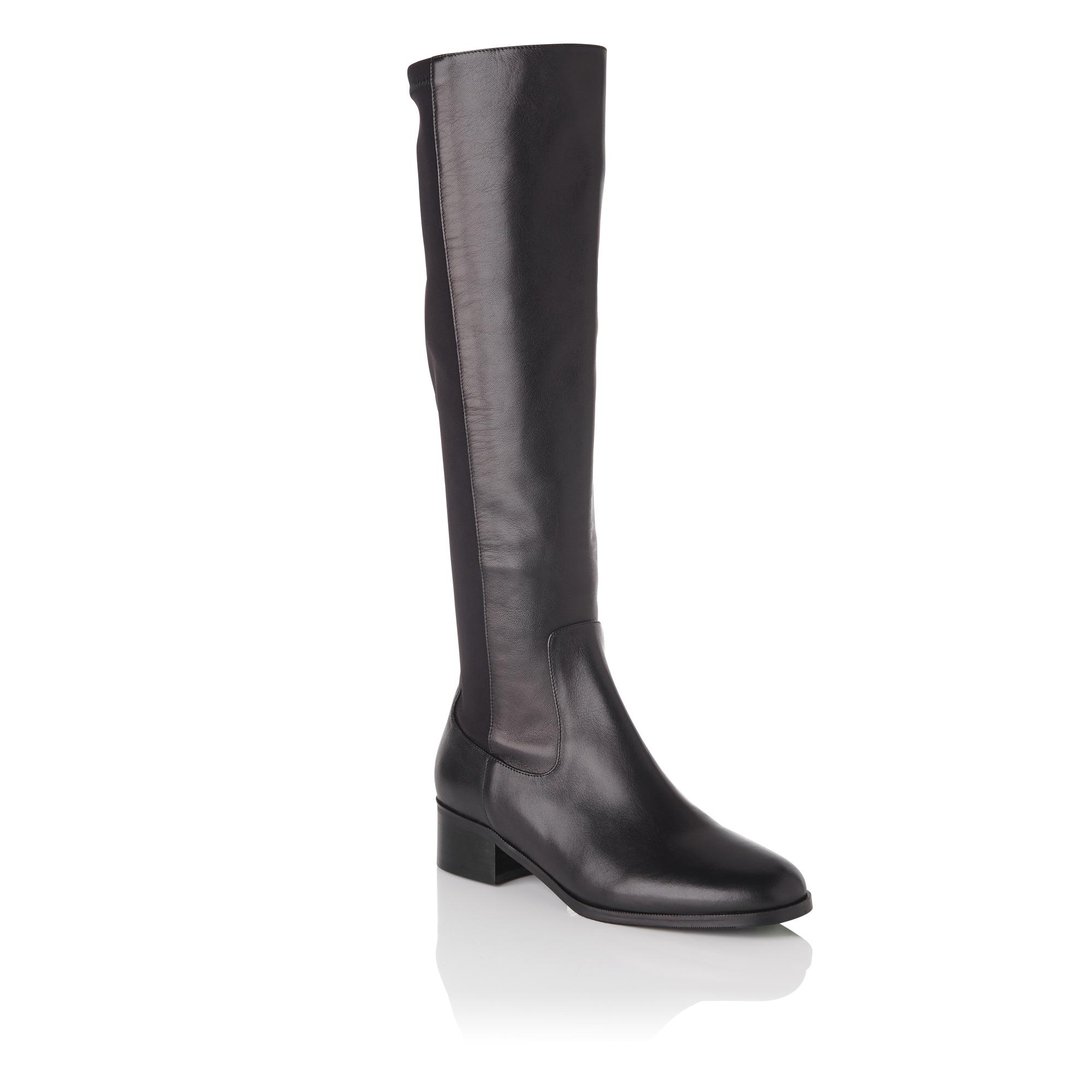 black leather knee boots uk