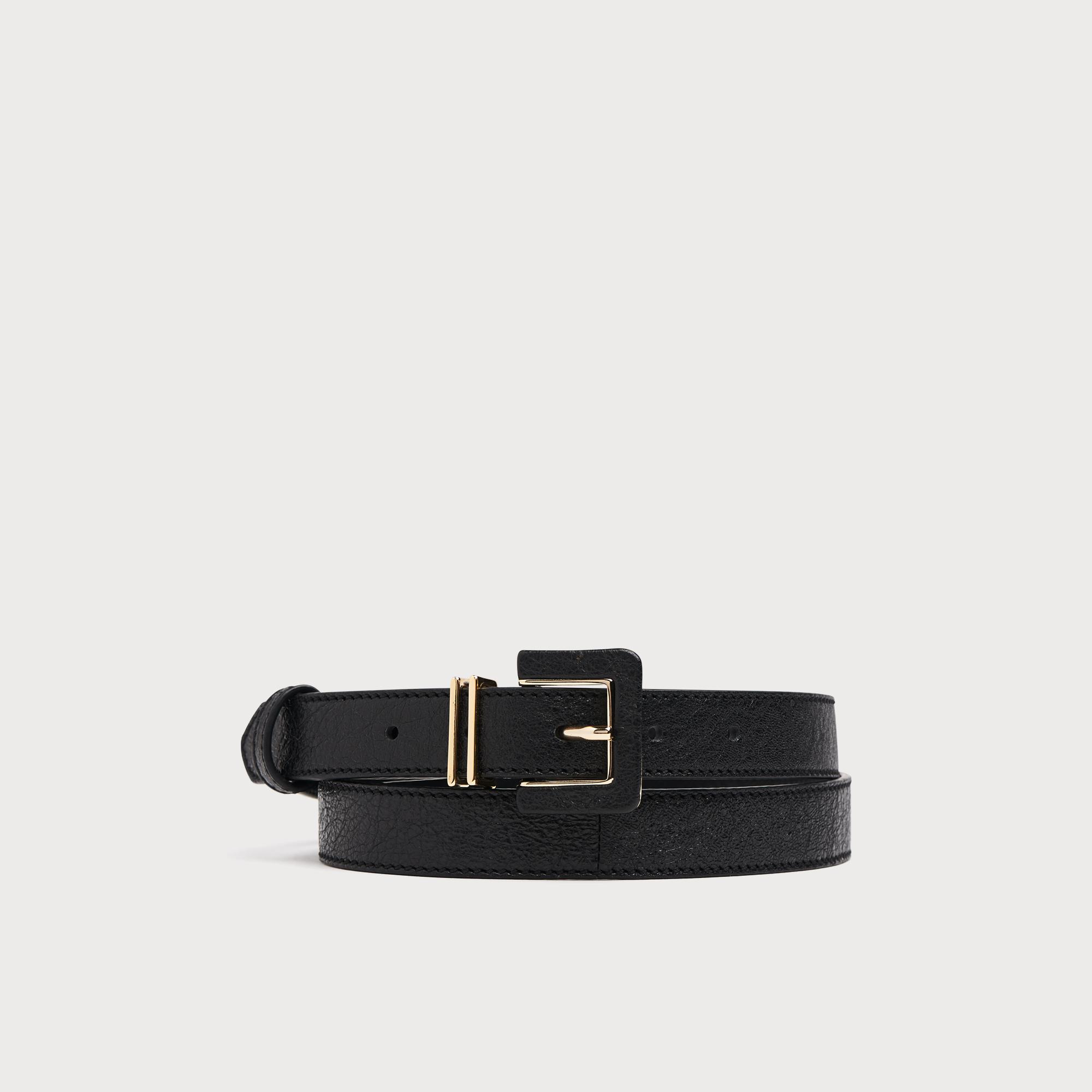 Gena Black Leather Belt