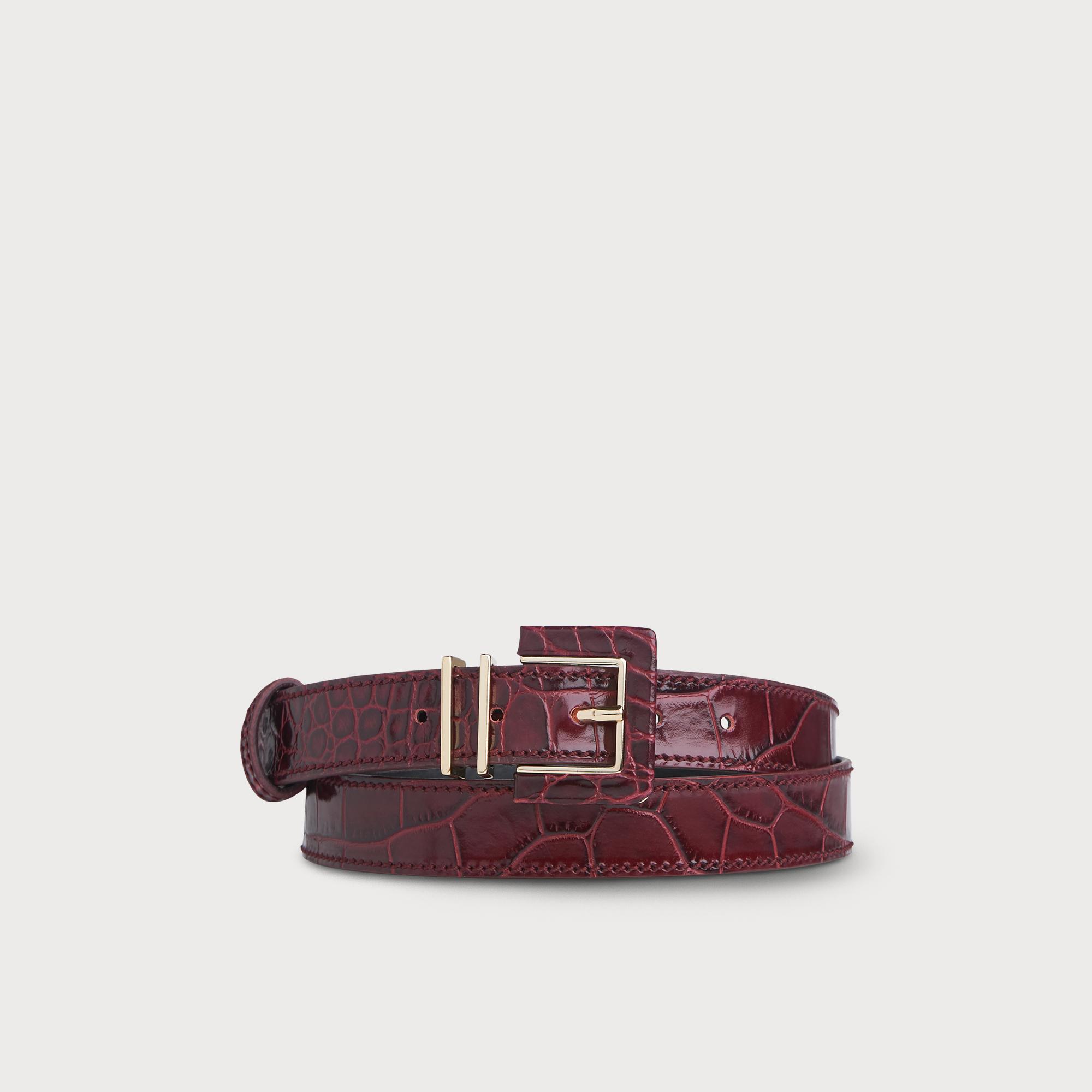 Gena Wine Croc Effect Belts