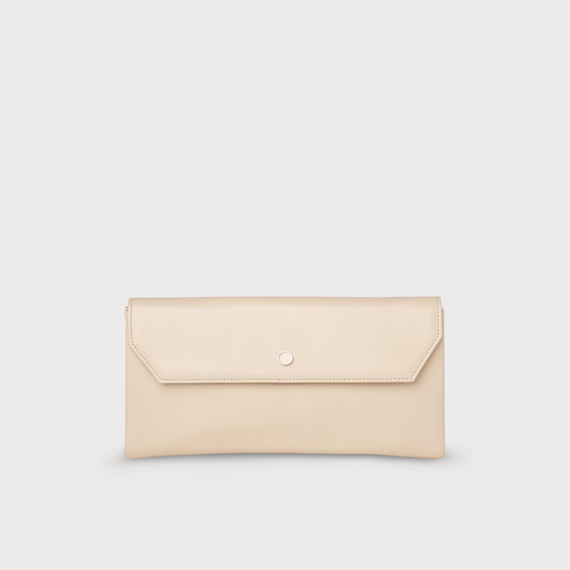 Dora Cream Leather Clutch Bag