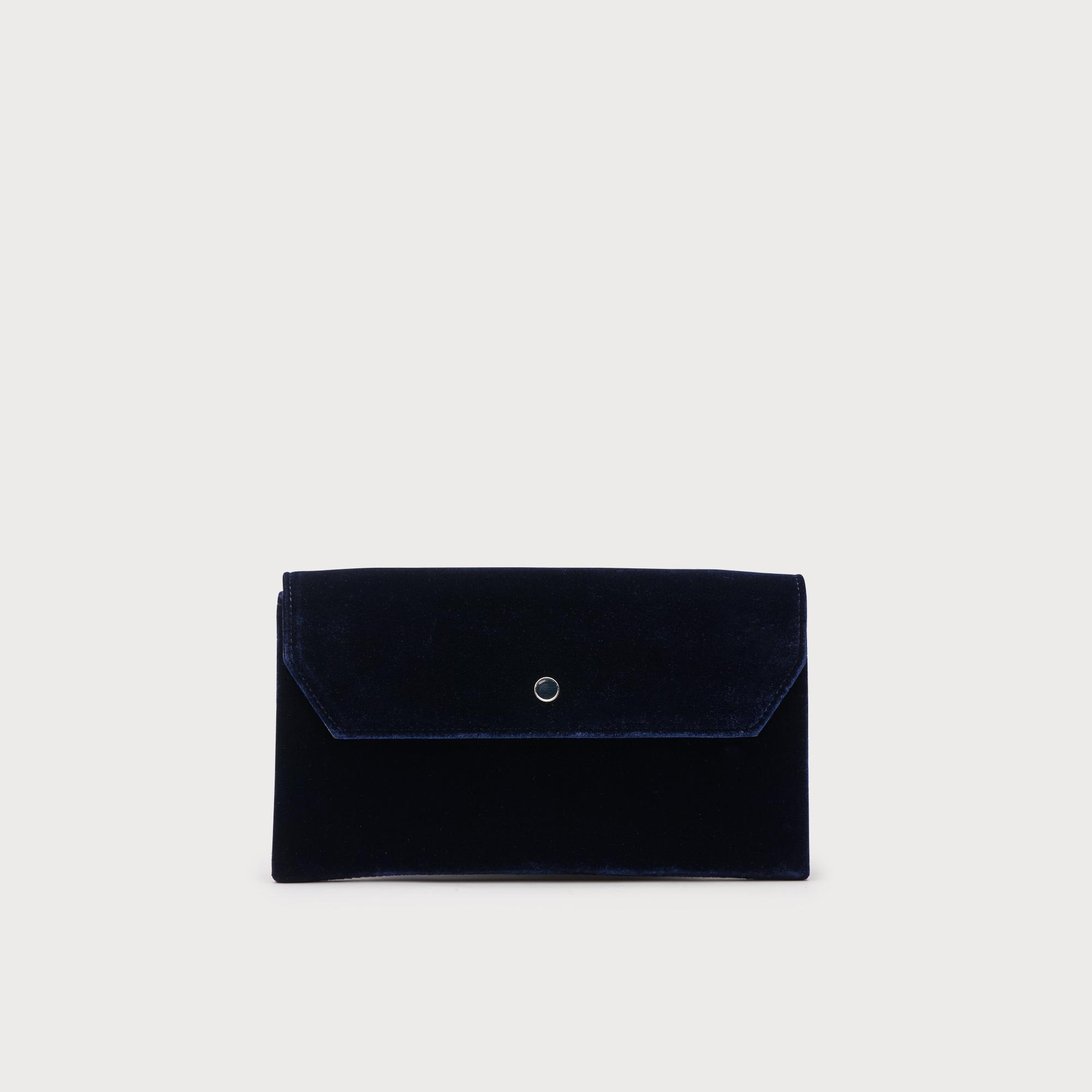 Dora Navy Velvet Clutch Bag