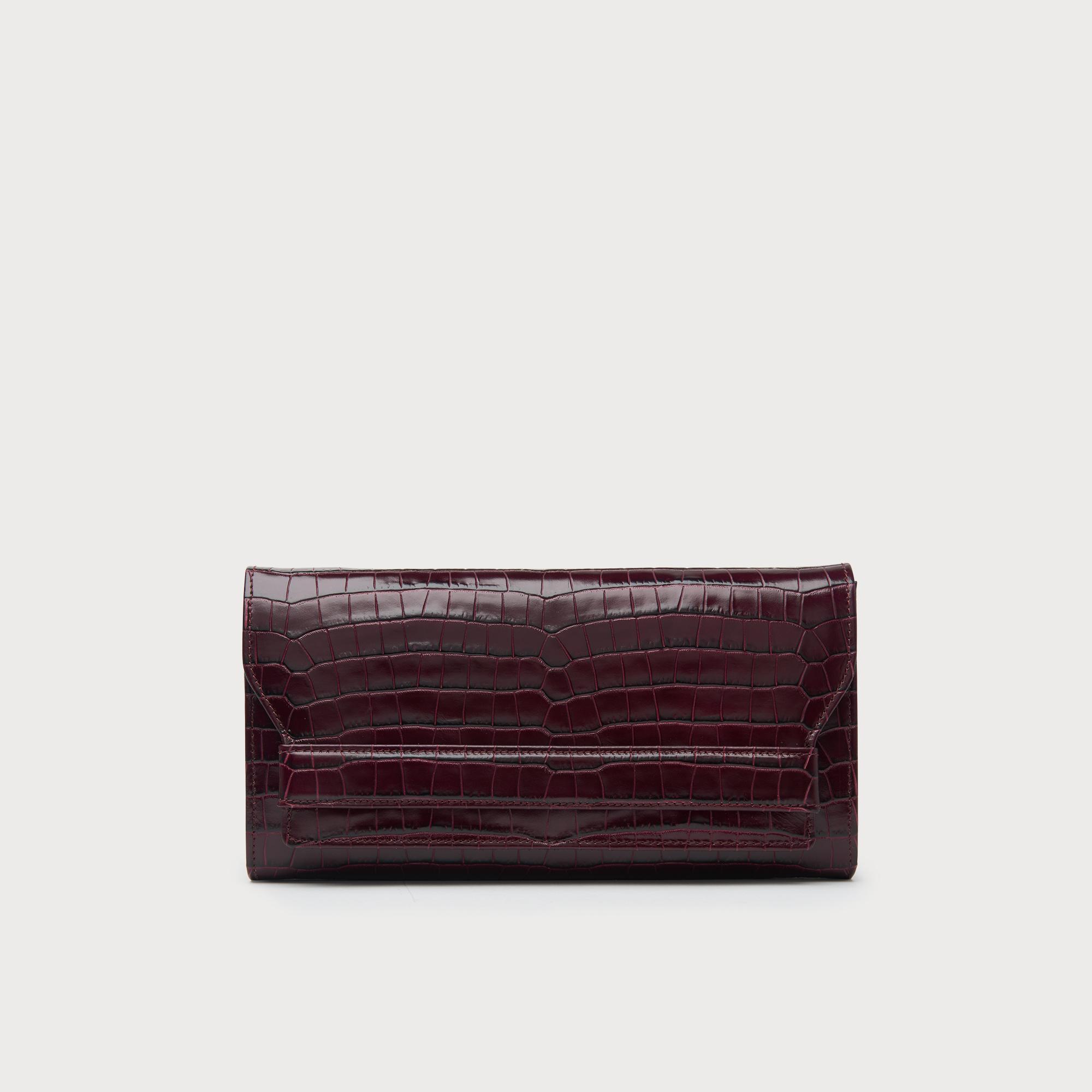 Ella Wine Croc Effect Clutch Bag