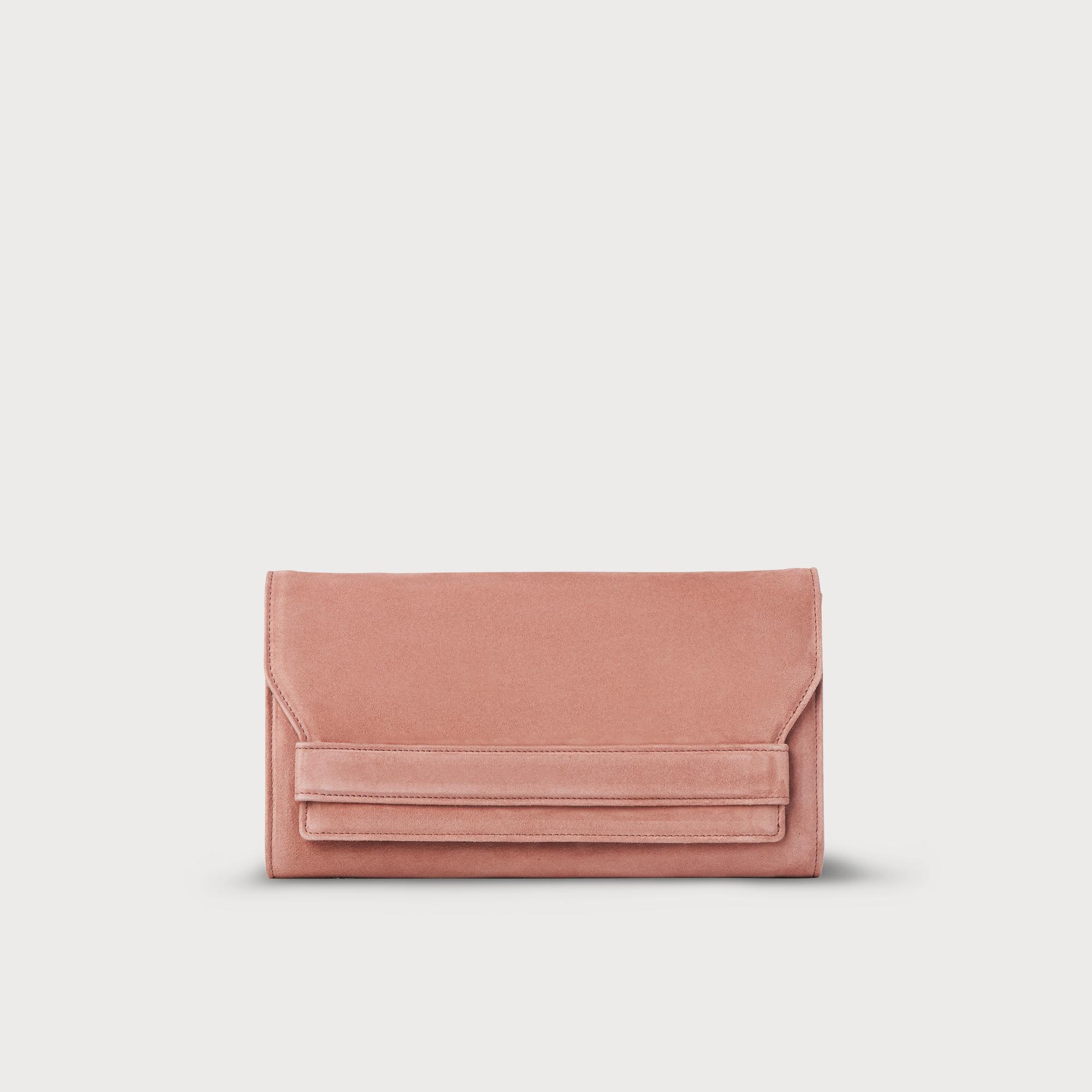 Ella Dark Pink Suede Clutch