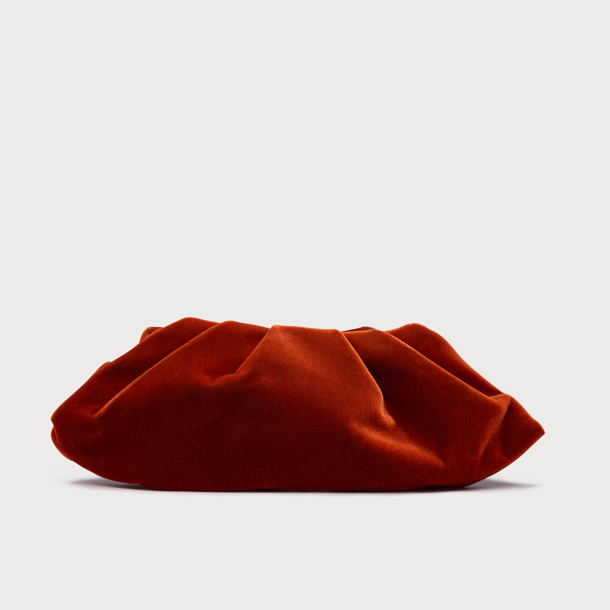 Felicity Orange Velvet Clutch Bag