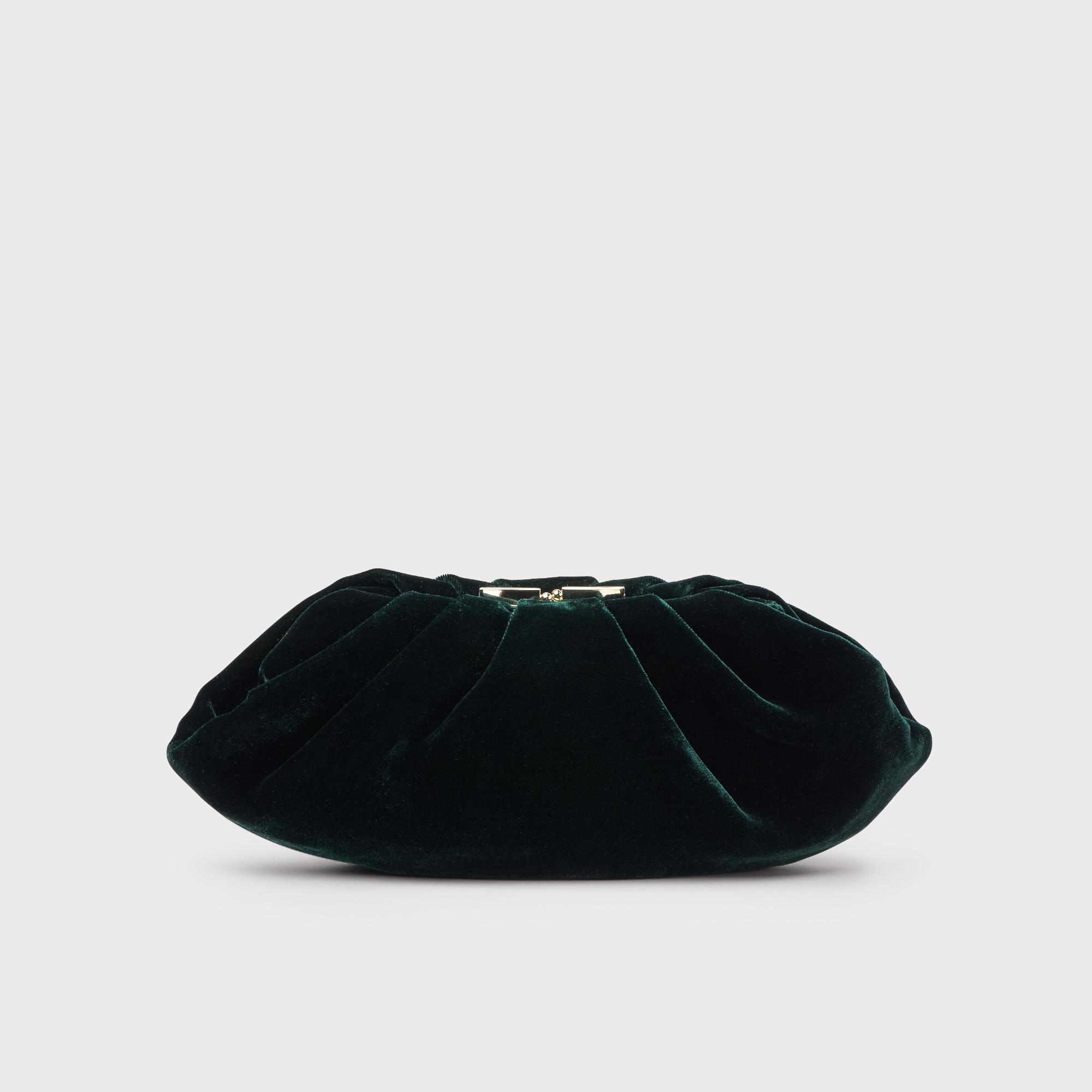 Felicity Green Velvet Clutch Bag