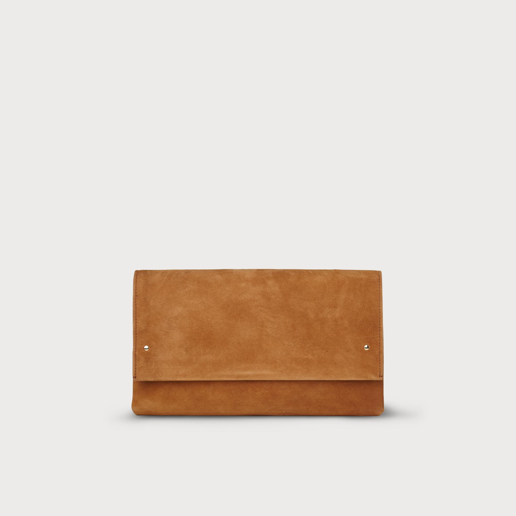 Madeline Tan Suede Clutch