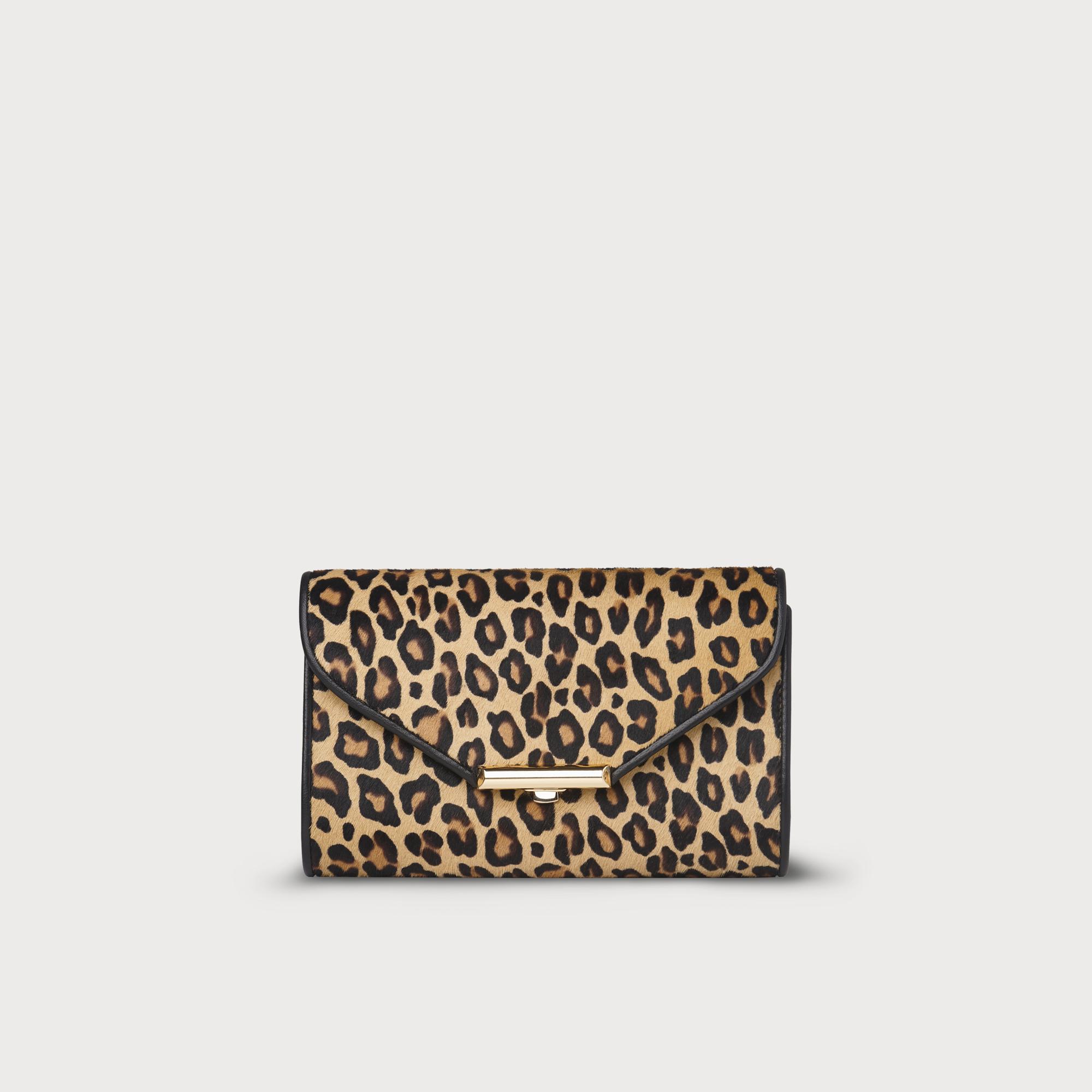 Sissi Leopard Print Calf Hair Clutch Bag