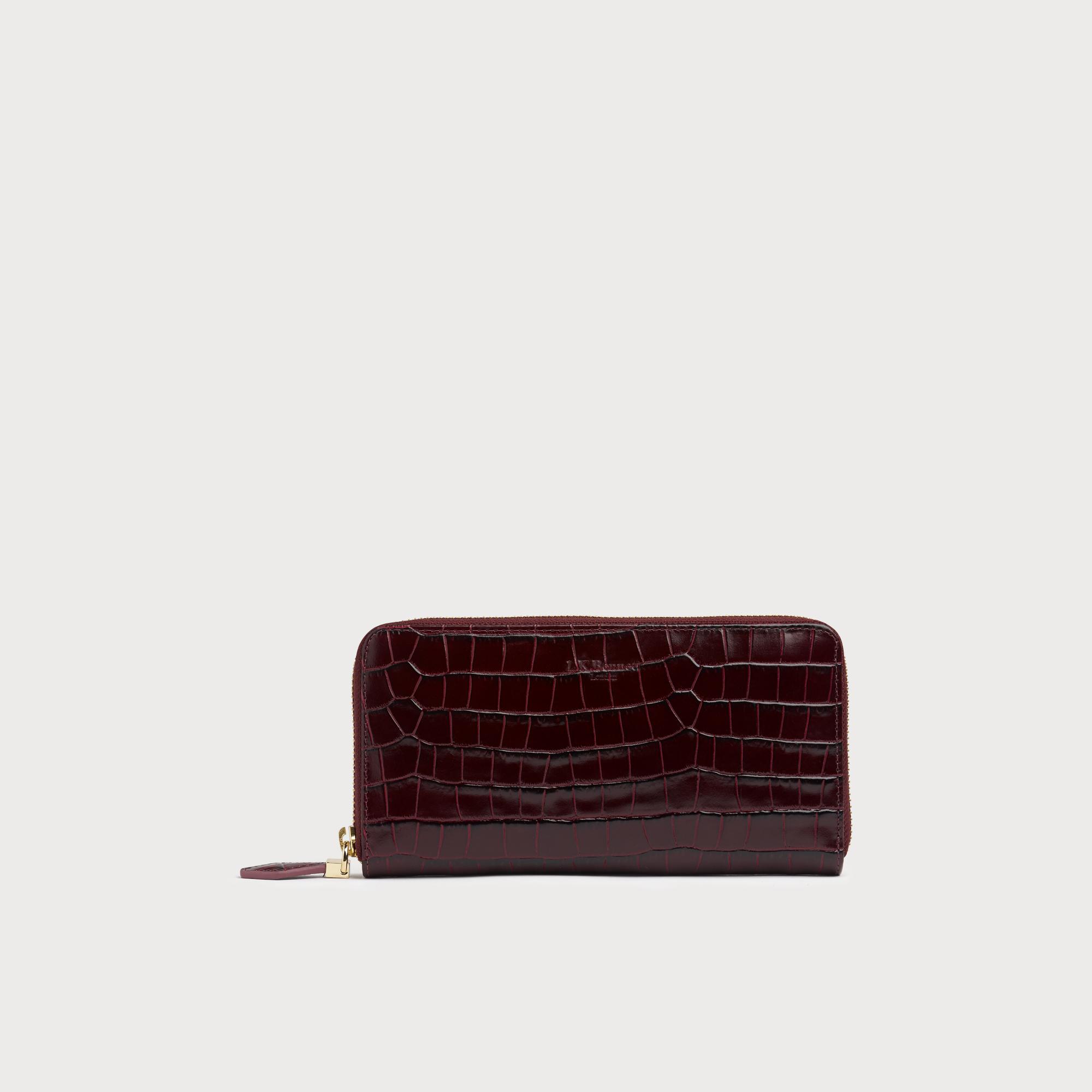 Kenza Wine Croc Effect Purse