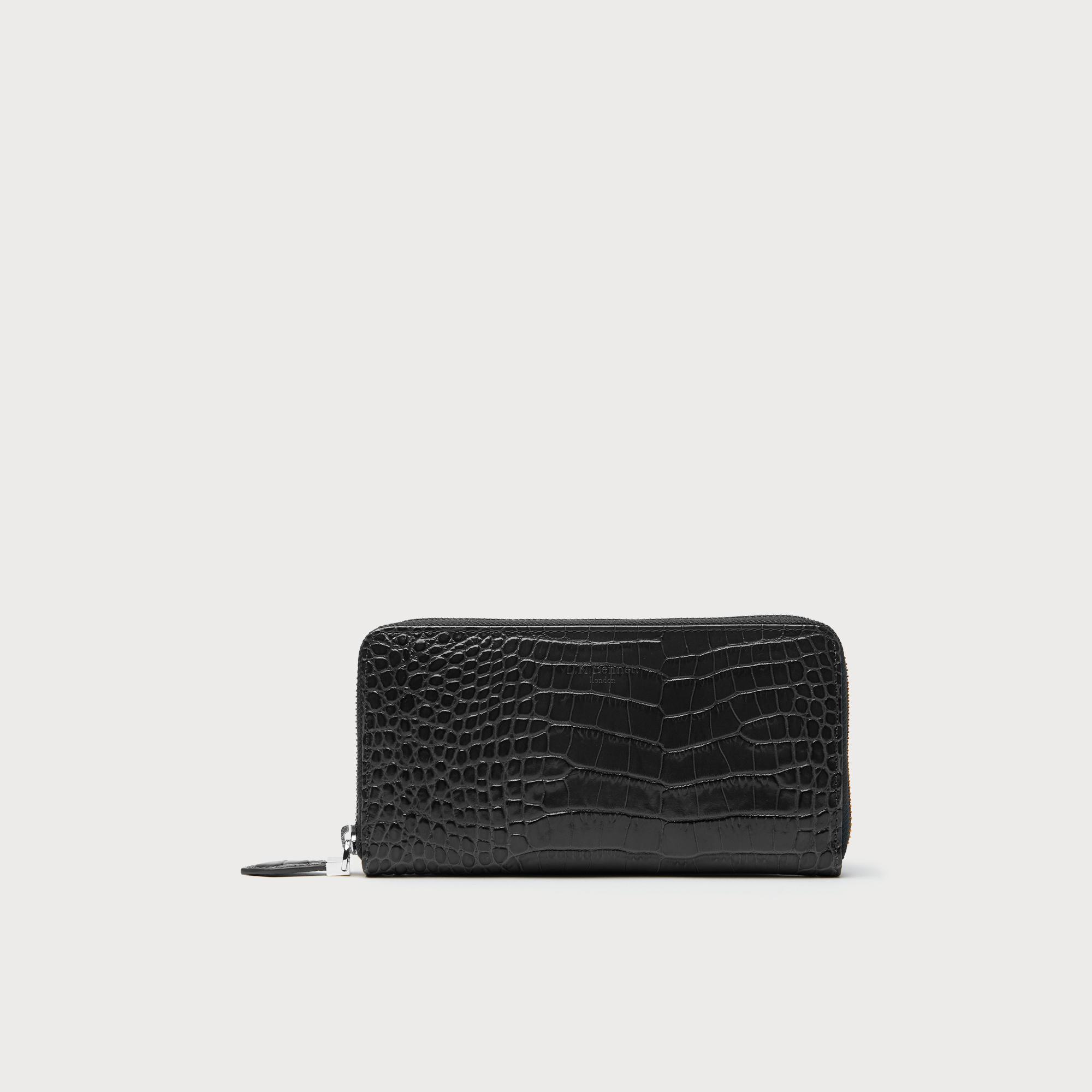 Kenza Grey Croc Effect Purse