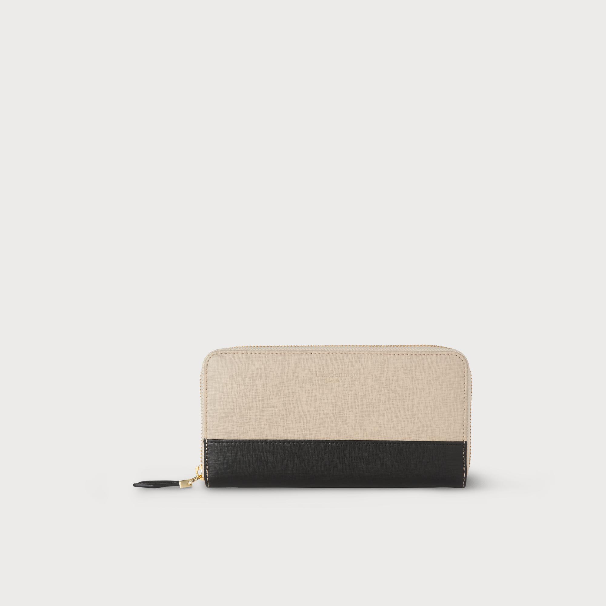 Kenza Taupe Black Leather Purse