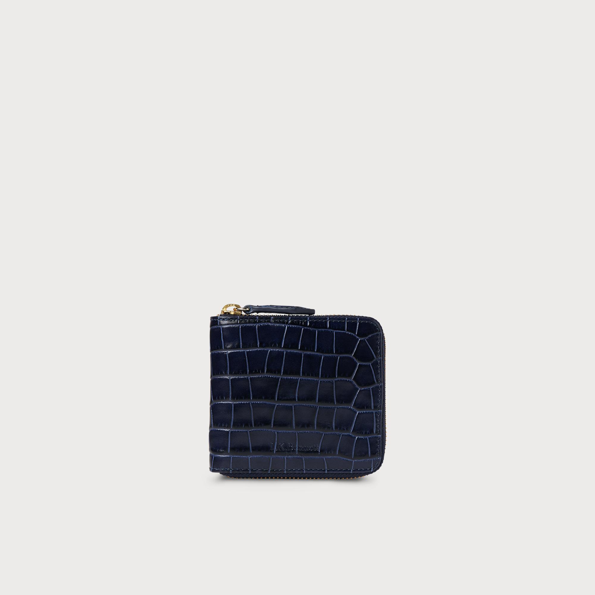 Penelope Navy Croc Effect Purse