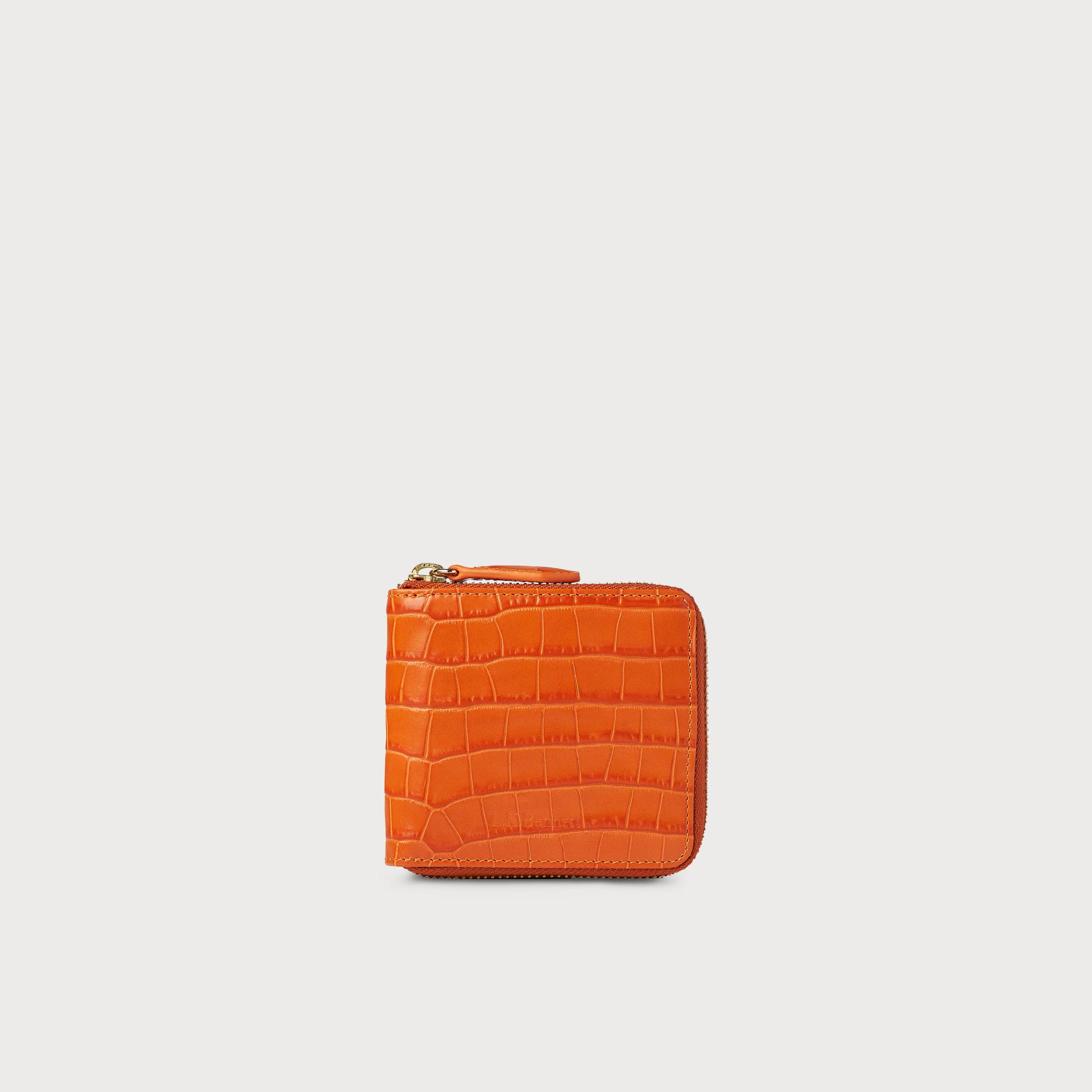 Penelope Tangerine Croc Effect Purse