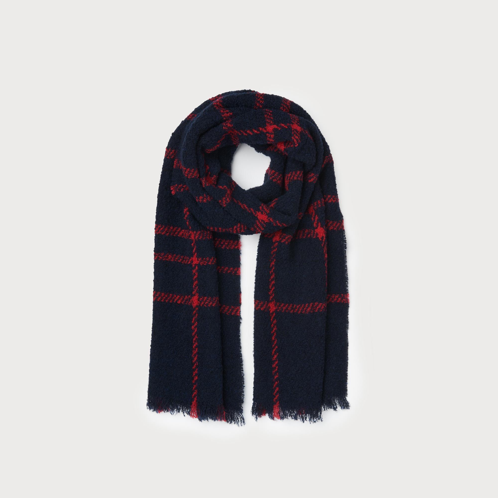 Alanna Navy Red Wool Scarf