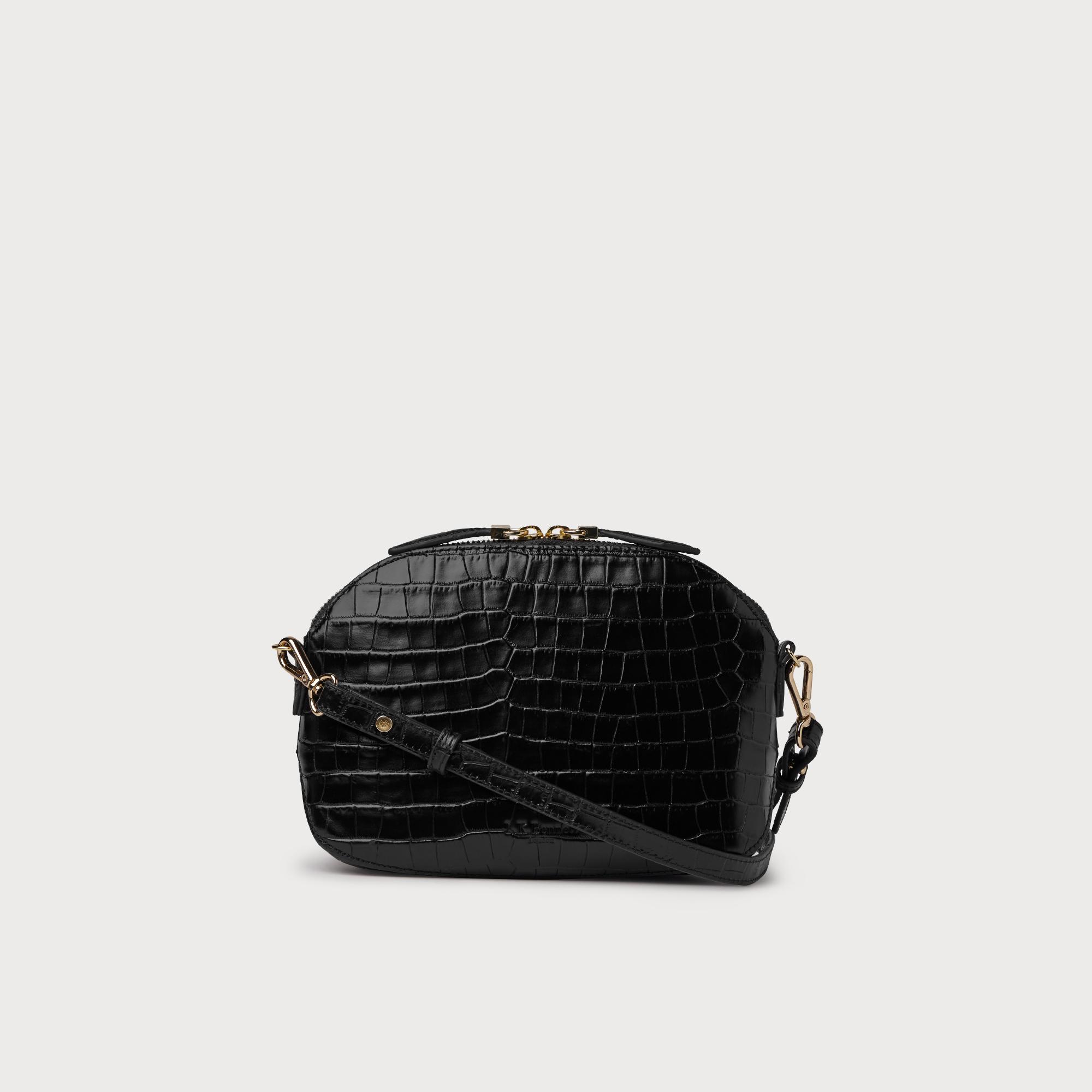 Candice Black Croc Effect Shoulder Bag