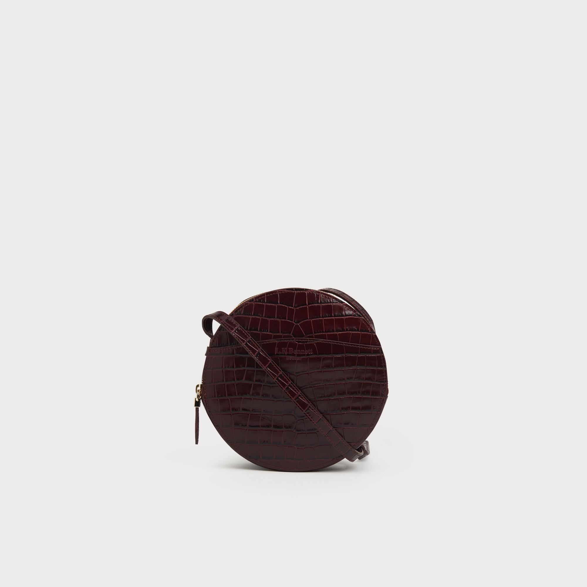 Luna Wine Croc Effect Shoulder Bag