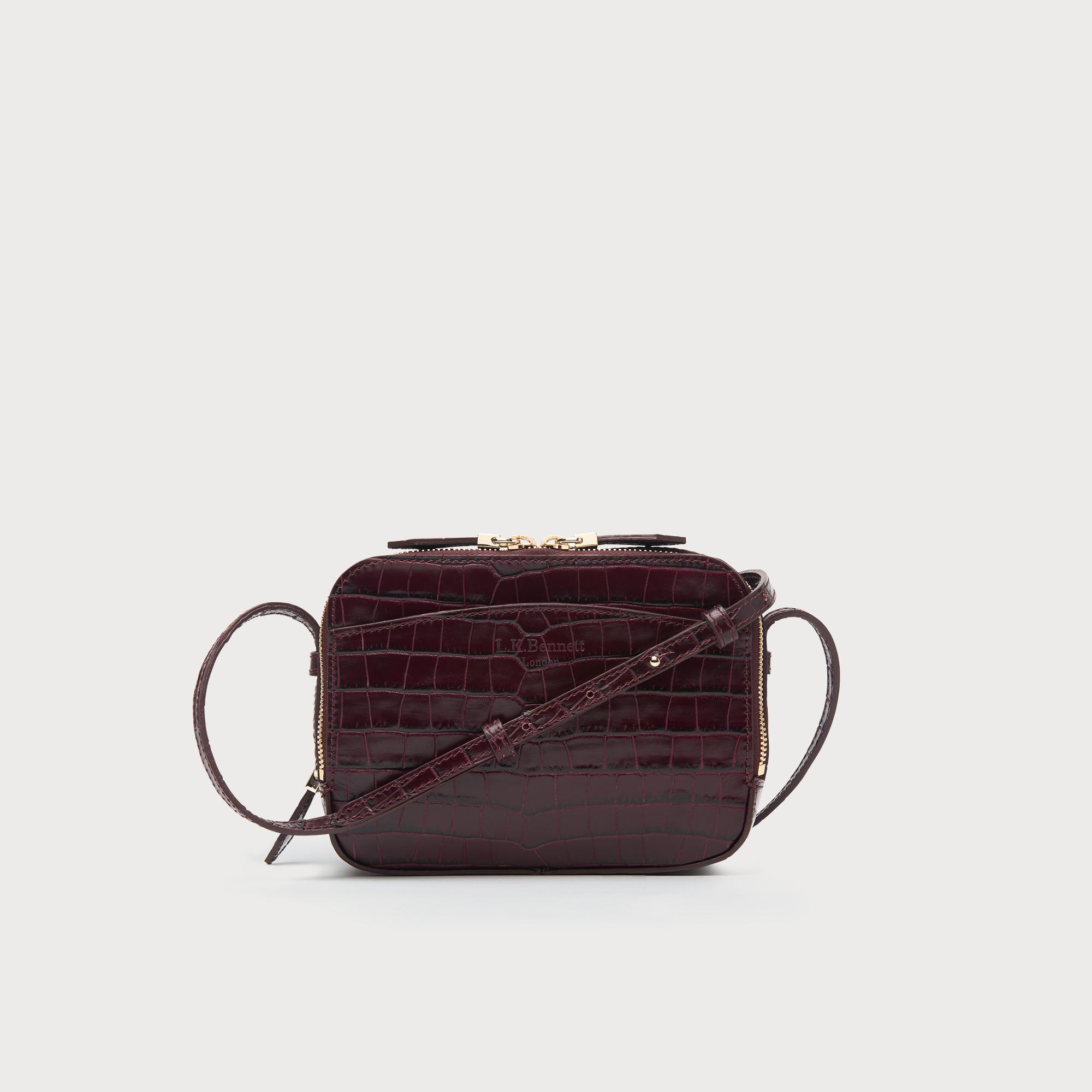 Mariel Wine Croc Effect Shoulder Bag