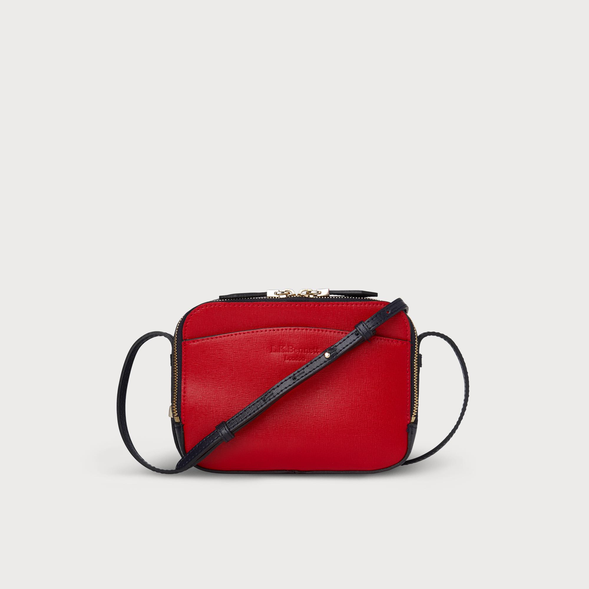 Mariel Red Blue Leather Shoulder Bag