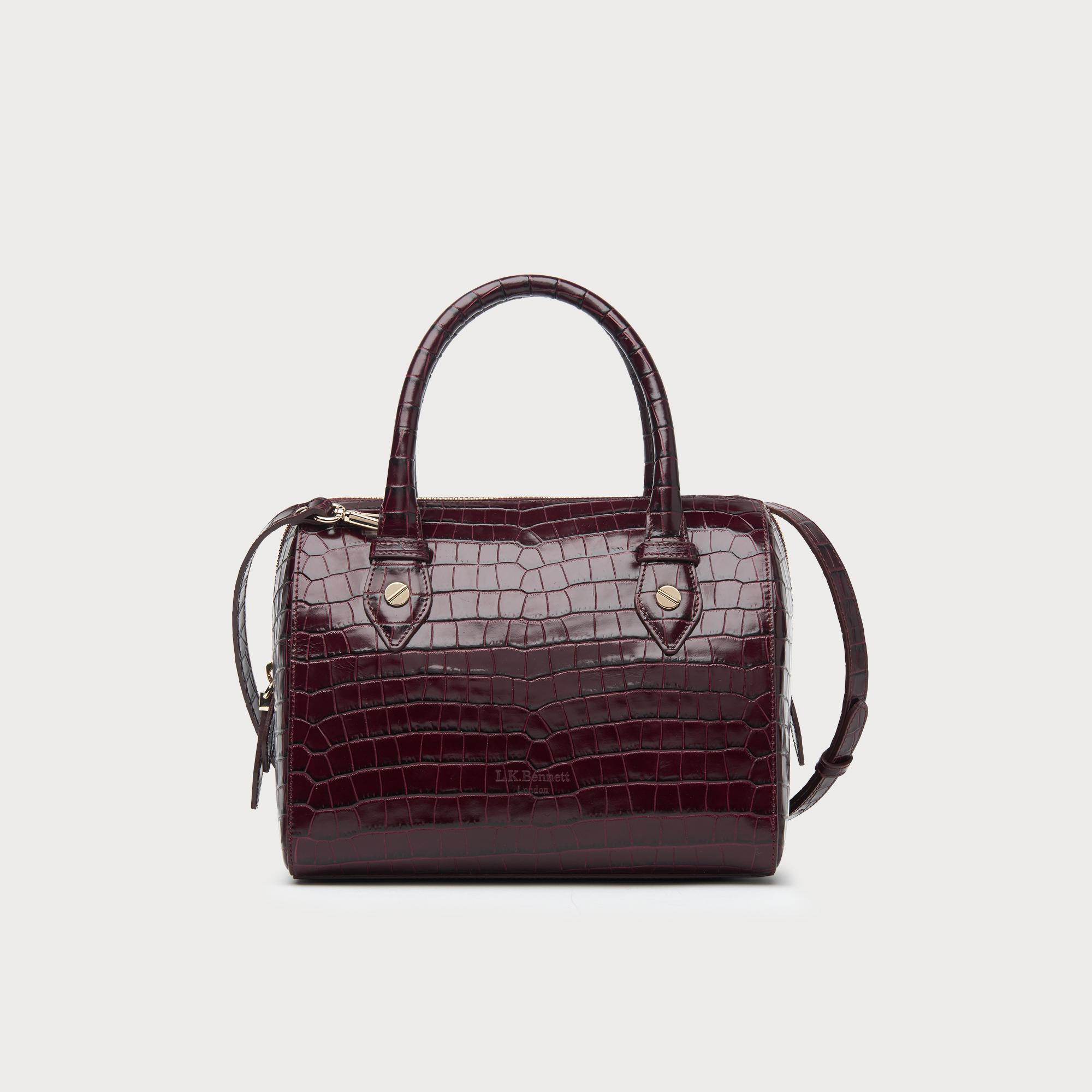 Melanie Wine Croc Effect Shoulder Bag