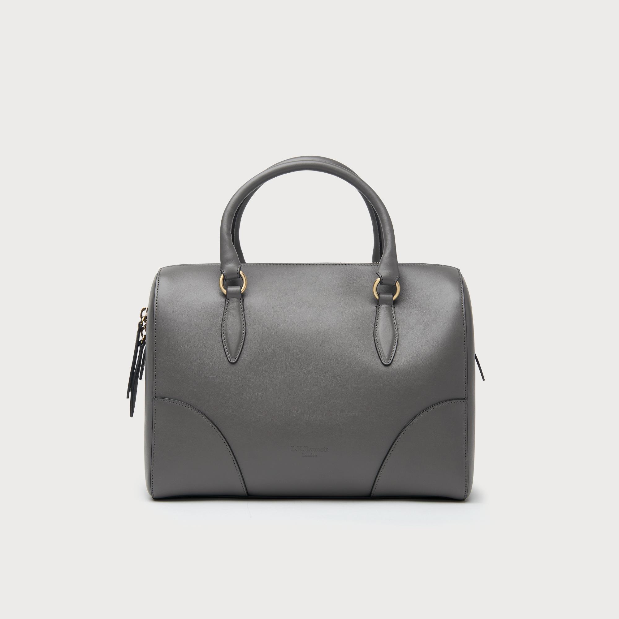 Melanie Grey Leather Shoulder Bag