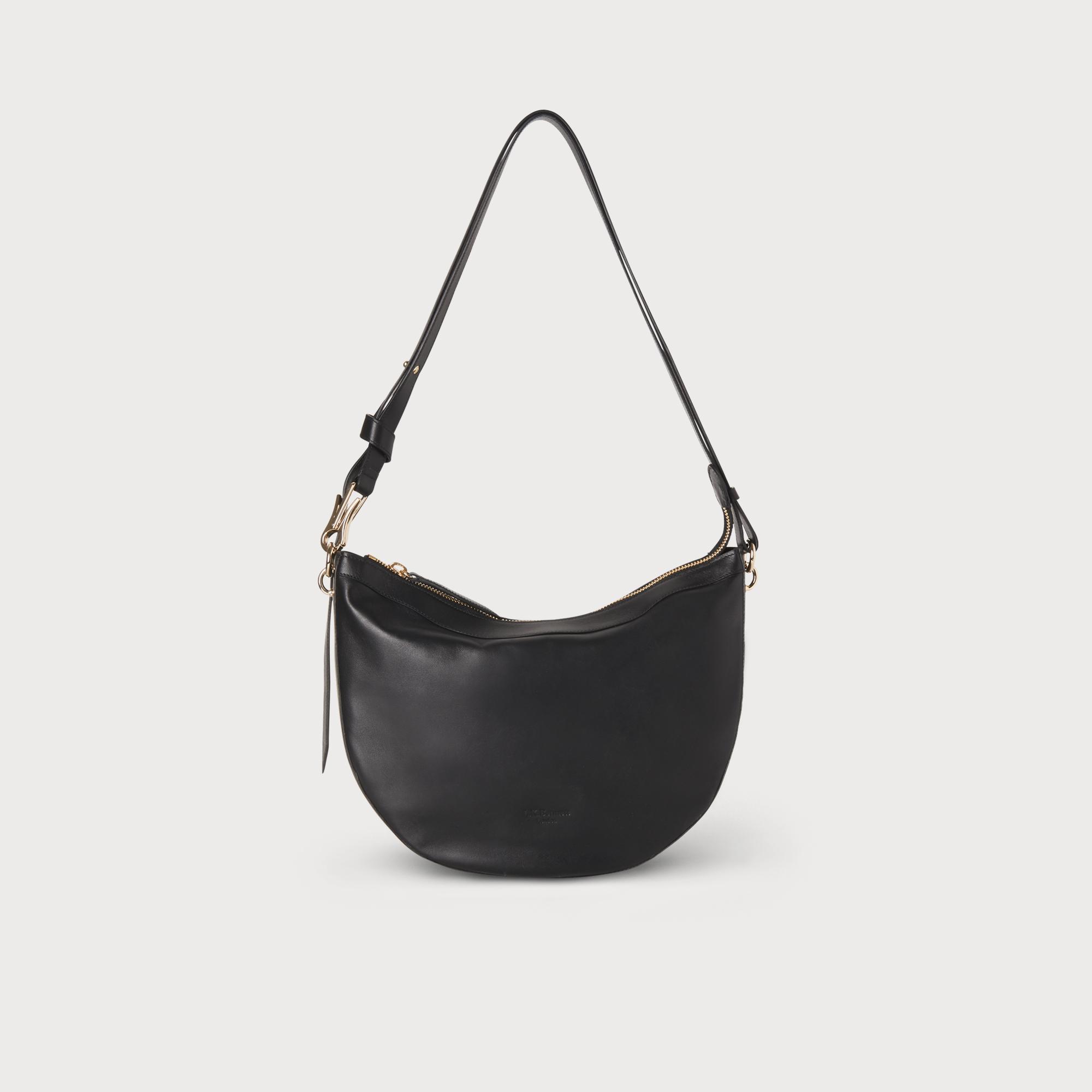 Sophia Black Leather Shoulder Bag