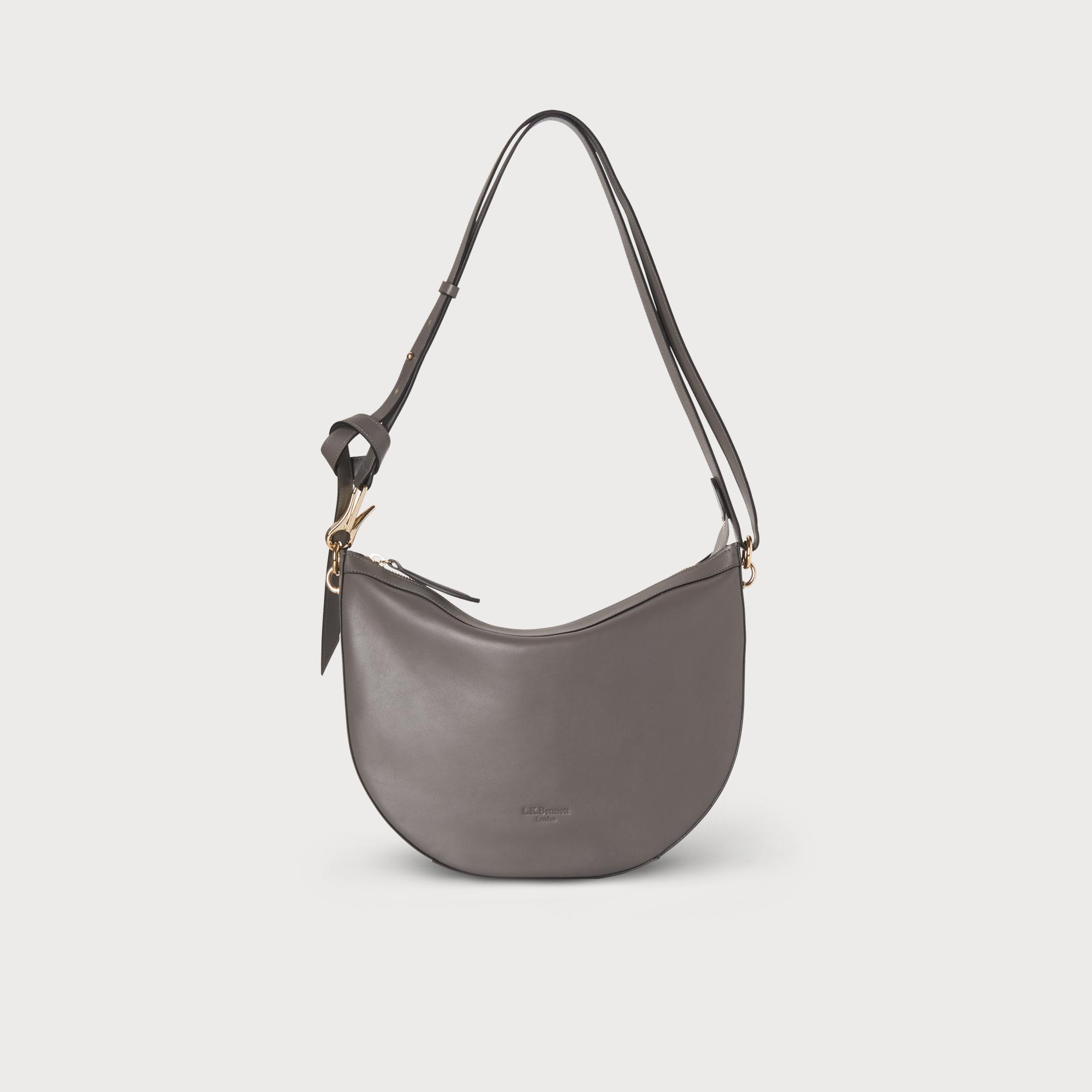 Sophia Grey Leather Shoulder Bag