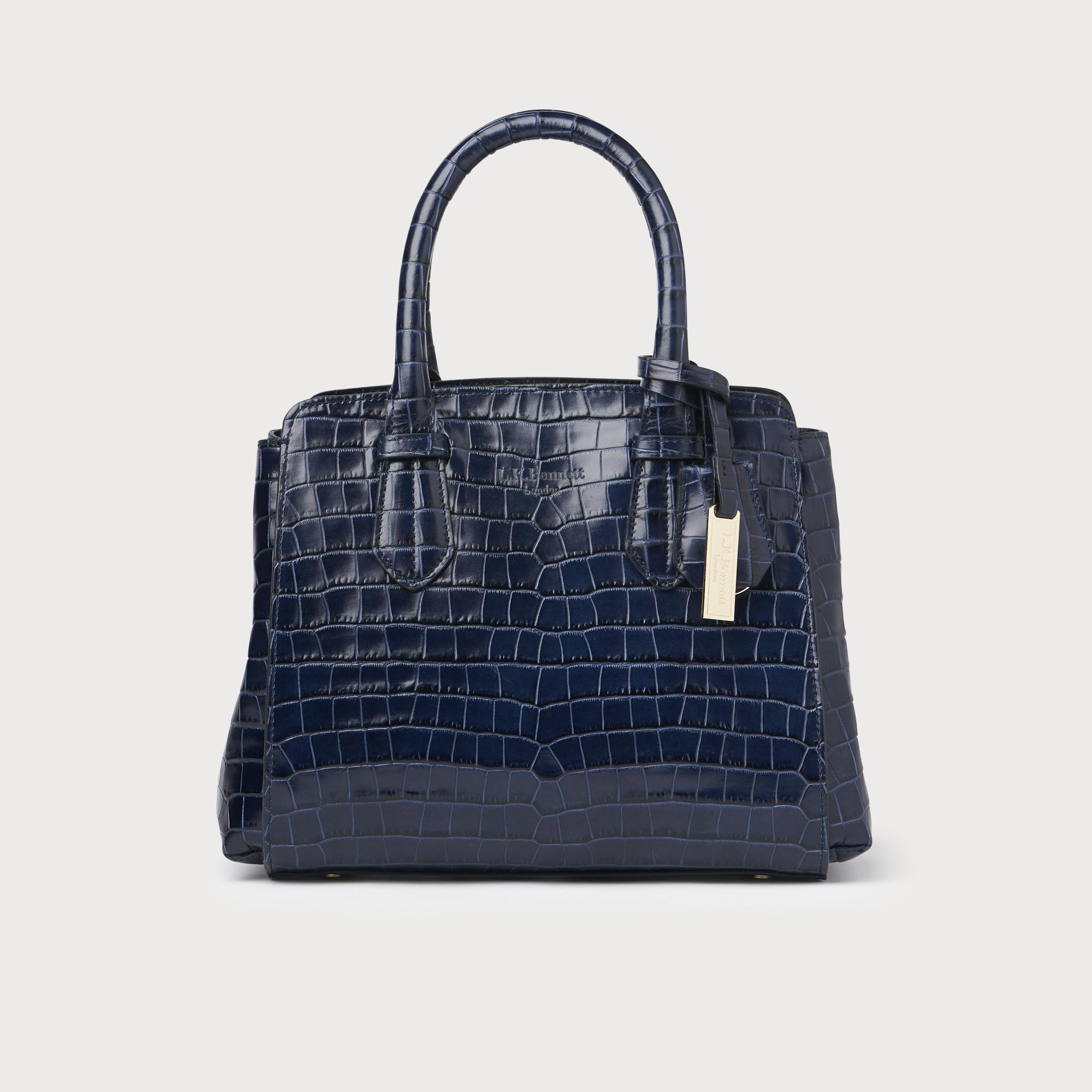 Cassandra Navy Croc Effect Tote Bag