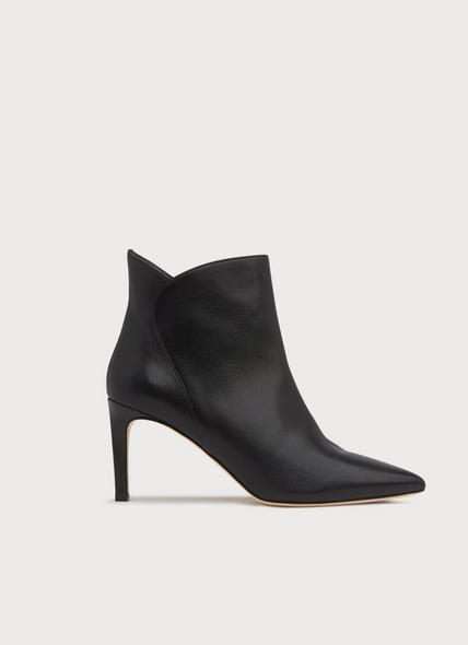 Maja Black Leather Ankle Boots