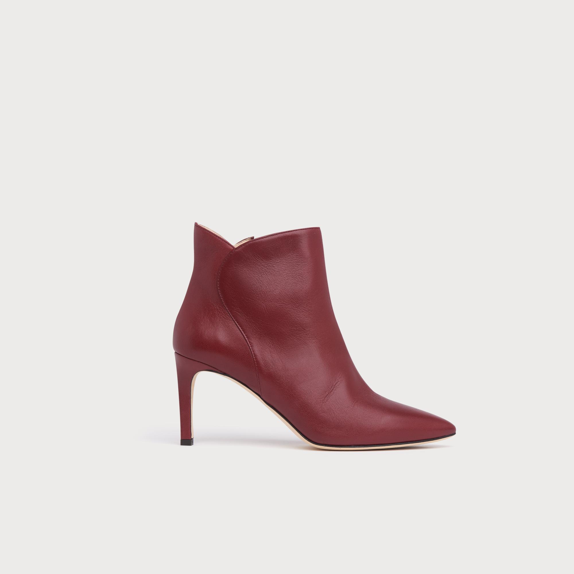 burgundy leather ankle boots uk