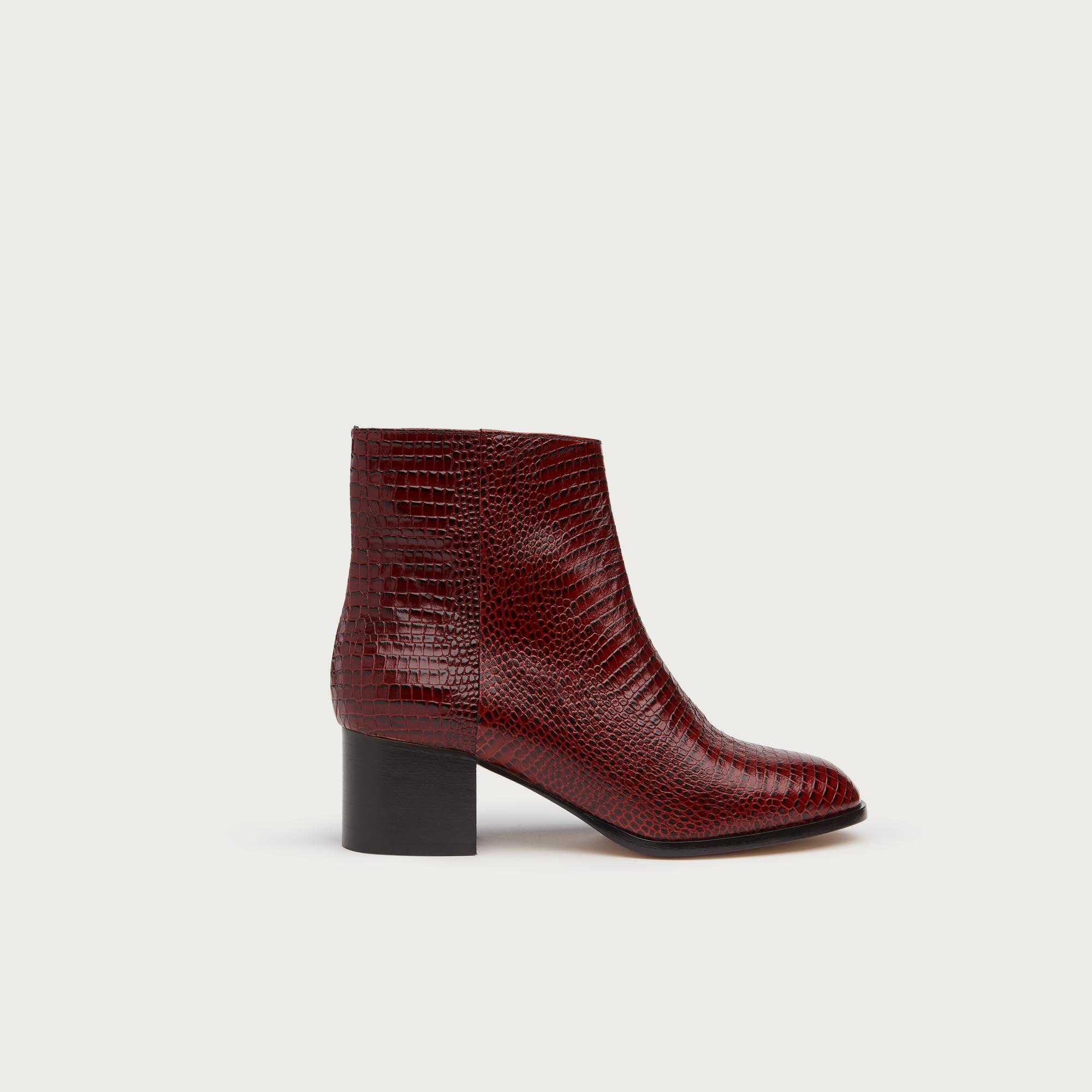 burgundy leather ankle boots uk