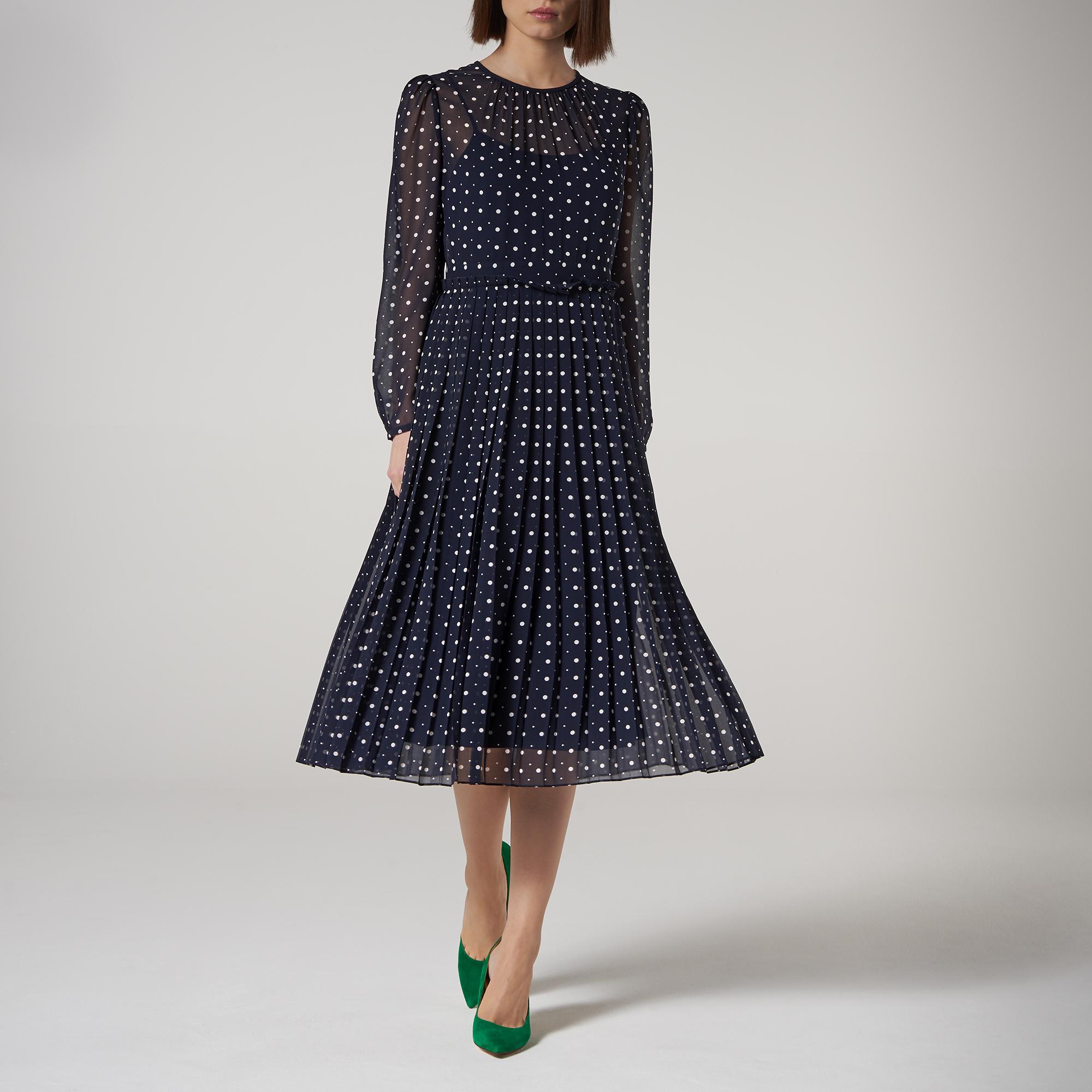 navy spot midi dress