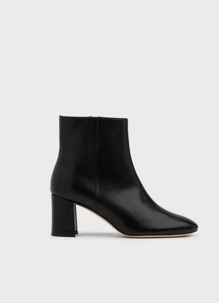 Jette Black Leather Ankle Boots