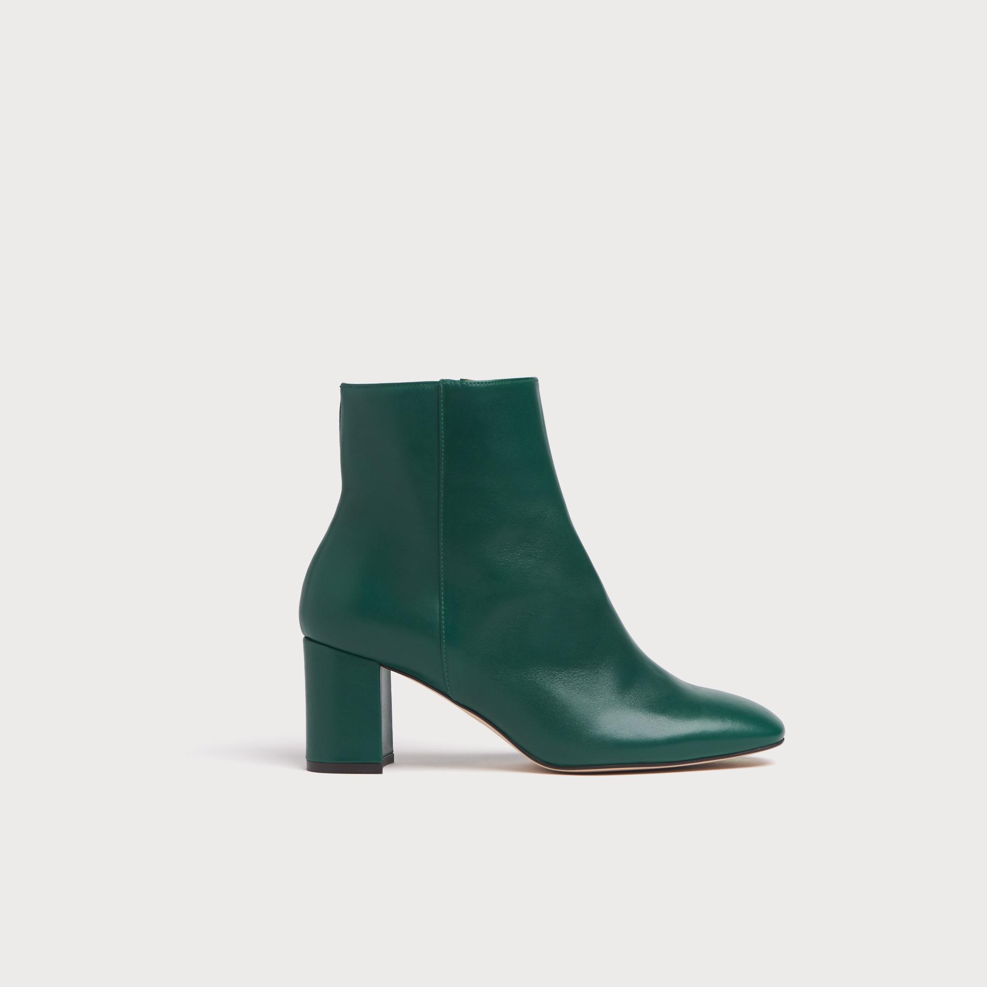 green leather ankle boots uk