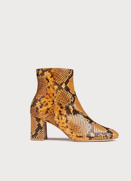 Jette Yellow Snake Print Ankle Boots