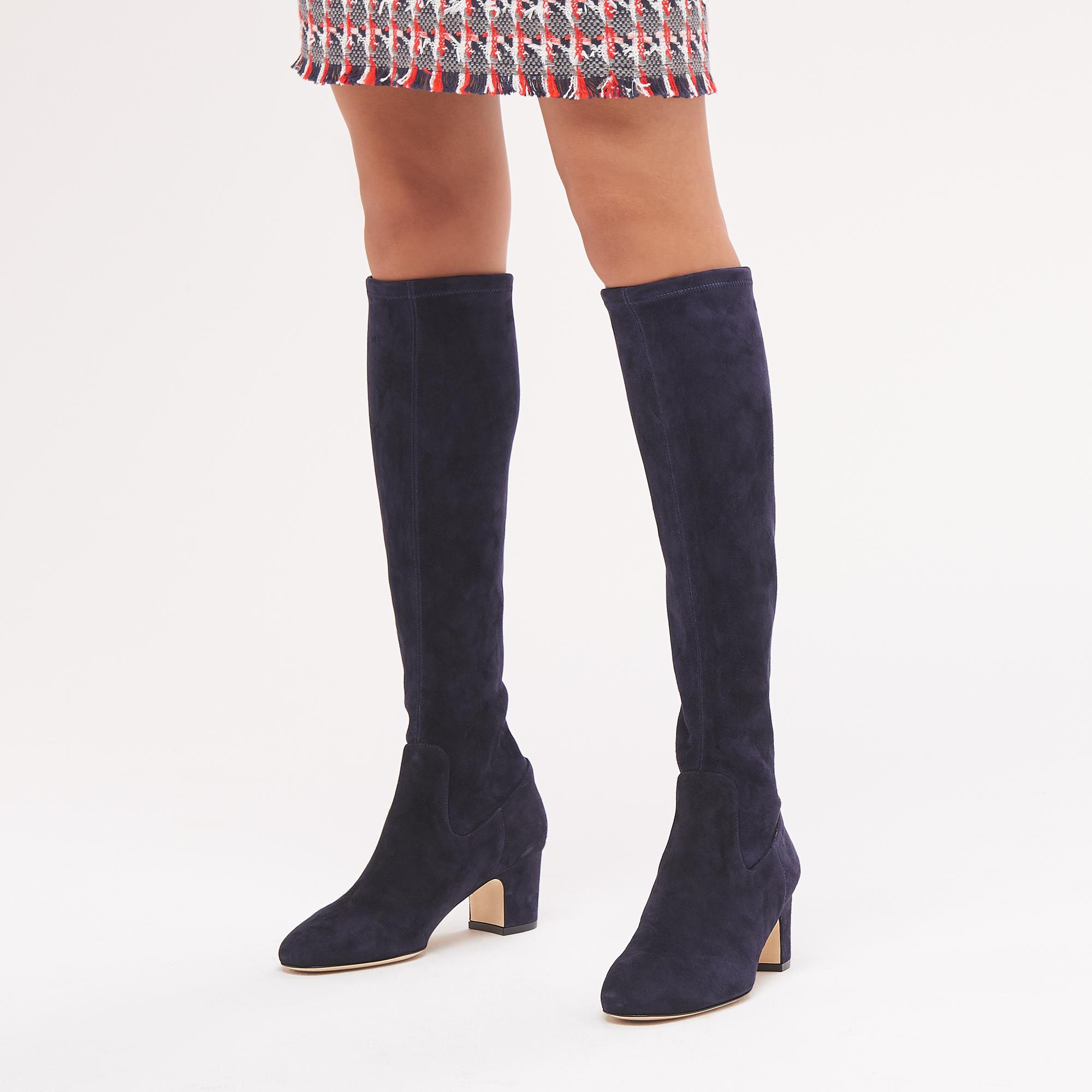 navy knee high suede boots