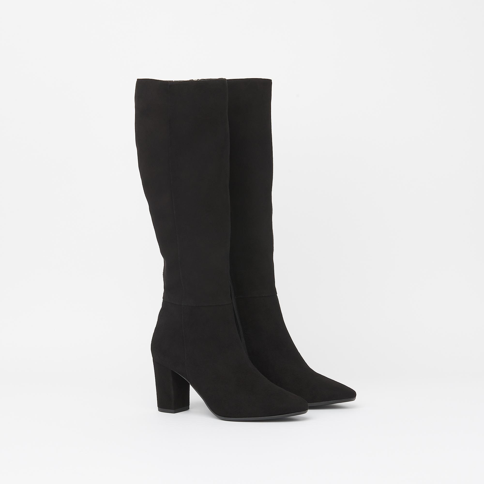 black suede knee high boots uk