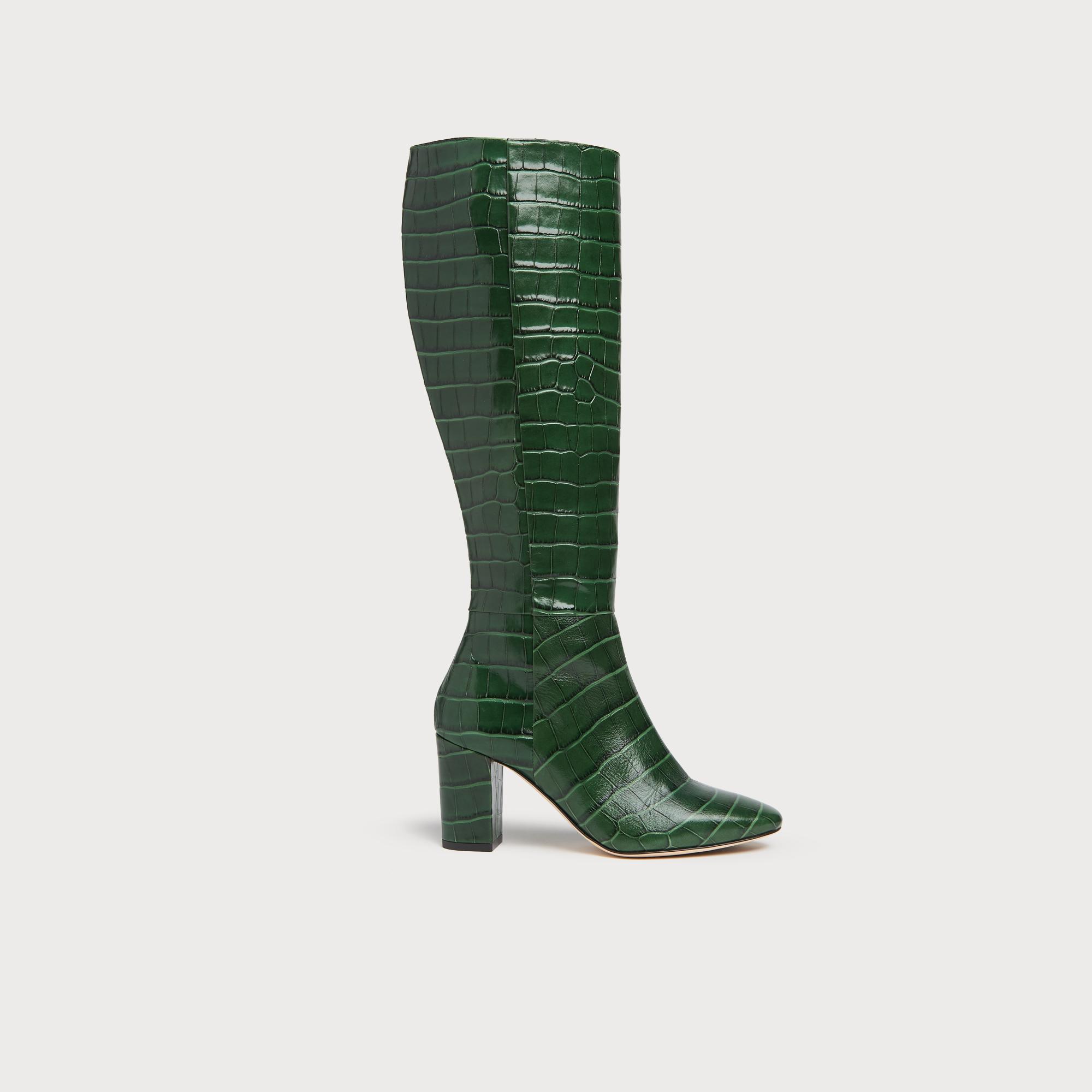 green knee high boots