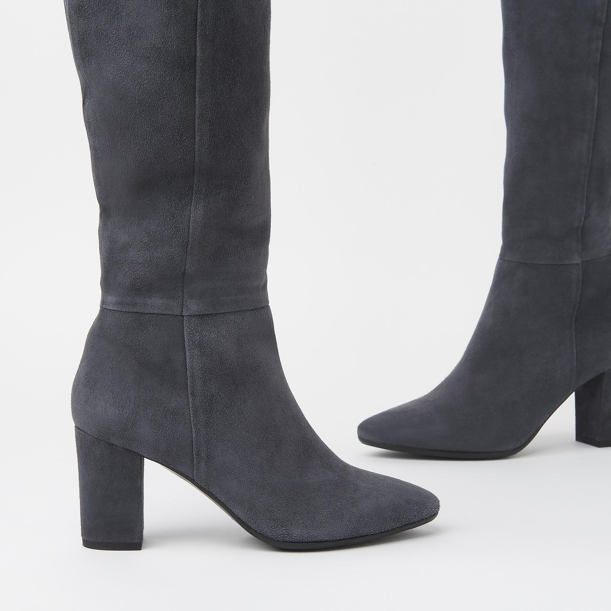 Sirena Grey Suede Knee Boots Shoes L K Bennett