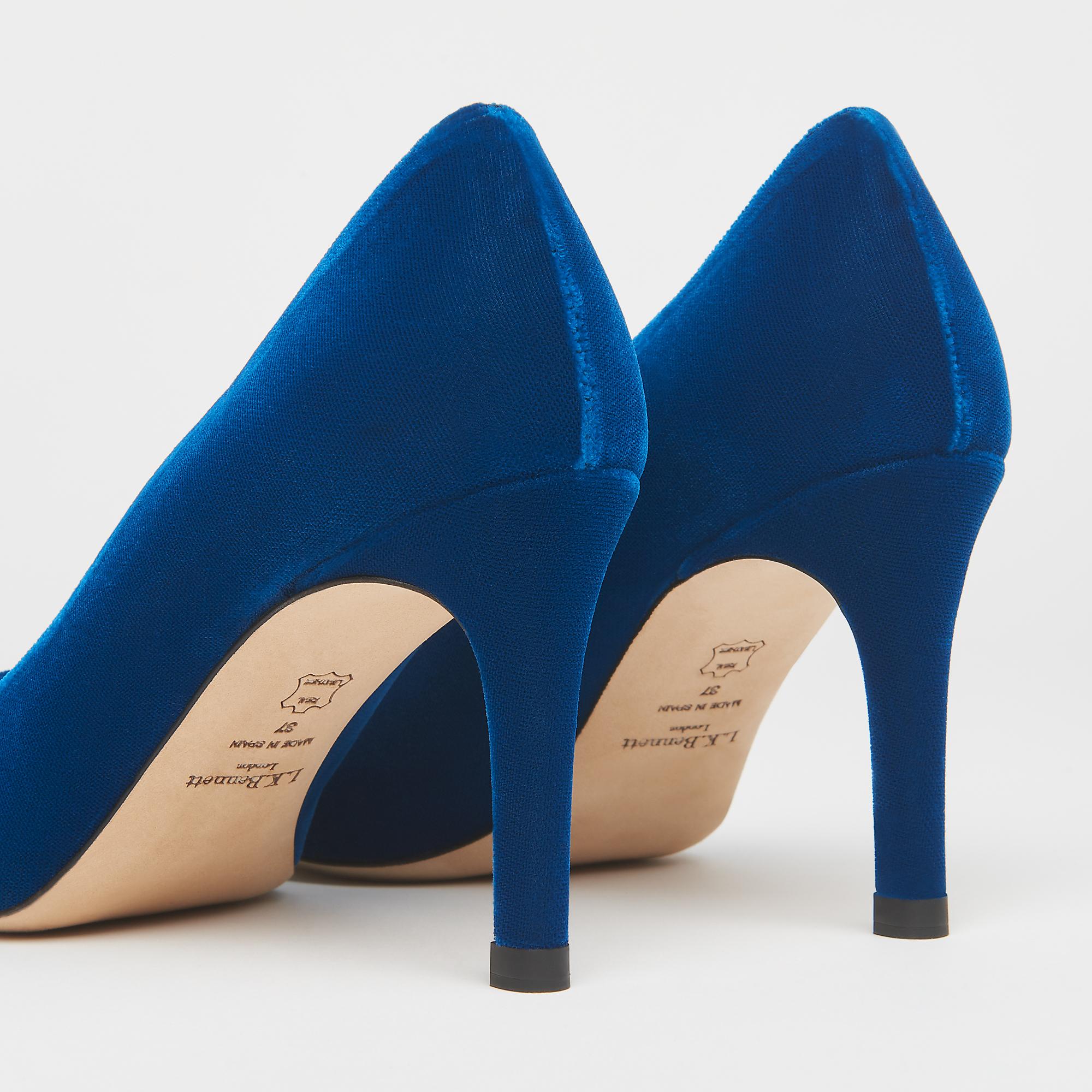 lk bennett blue velvet shoes