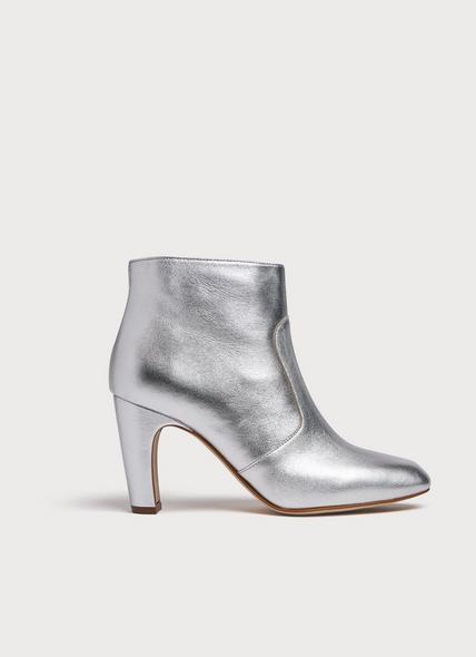 Antonia Silver Metallic Leather Ankle Boots