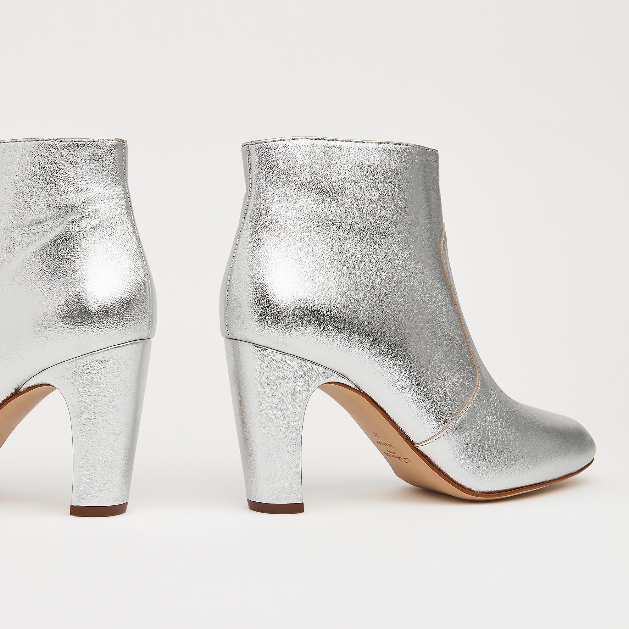 Antonia Silver Metallic Leather Ankle Boots Shoes L K Bennett