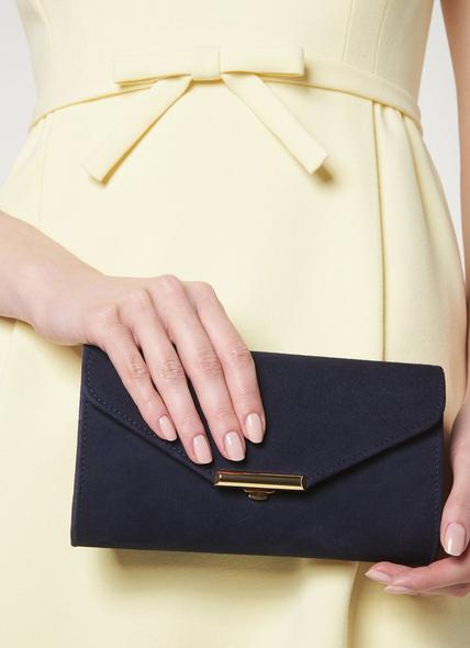 Lucy Navy Suede Envelope Clutch