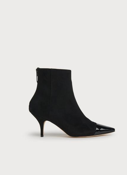 Athena Black Suede & Patent Ankle Boots