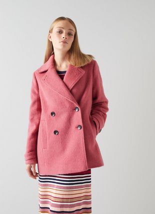Peluso Pink Wool-Blend Pea Coat