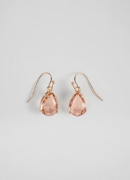 Celine Gold-Plated Antique Pink Crystal Drop Earrings
