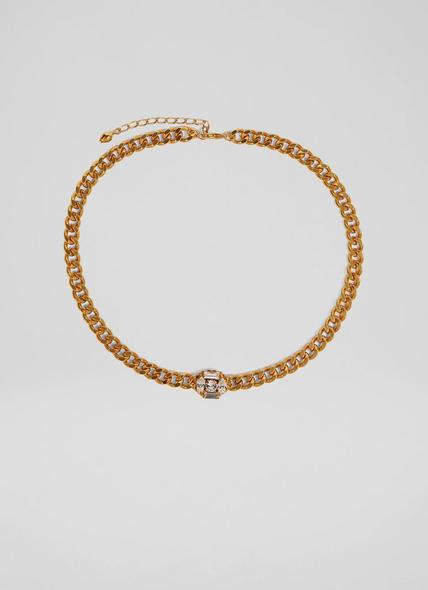 Emery Crystal and Gold-Plated Chain Choker