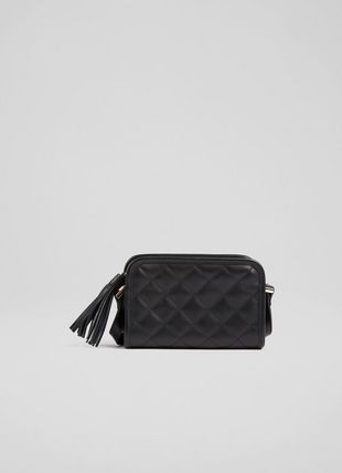 Emma Black Leather Quilted Crossbody Bag
