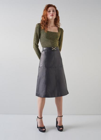 Monmouth Black Leather Skirt