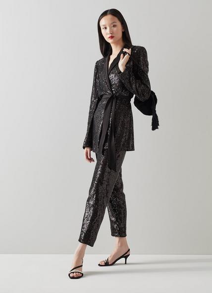 Shimmer Black Sequin Trousers